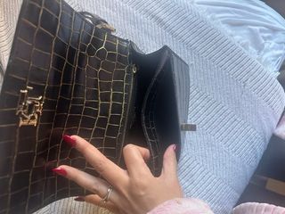 Bandolera Ralph Lauren Cocodrilo Negra y Dorada