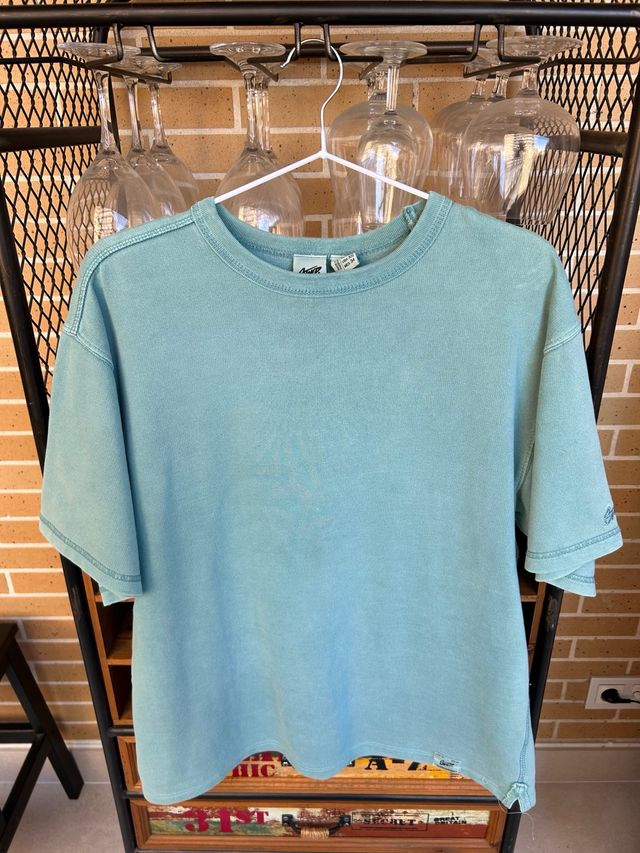Camiseta Pull&Bear verde botella heavyweight XS