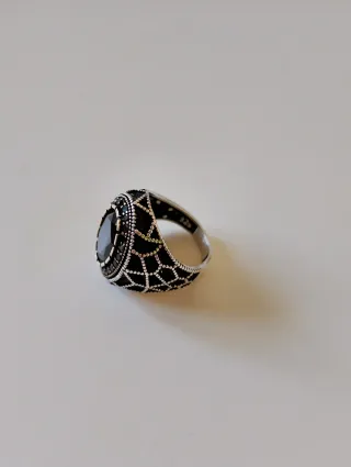 Anillo Plata Piedra Negra Natural