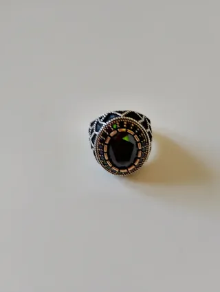 Anillo Plata Piedra Negra Natural