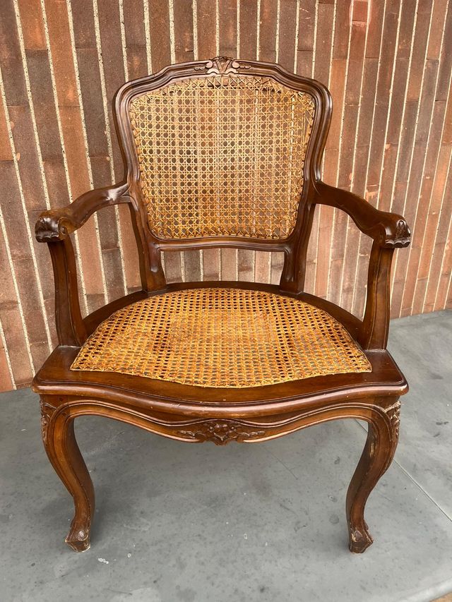 Coppia poltroncine legno e paglia di Vienna