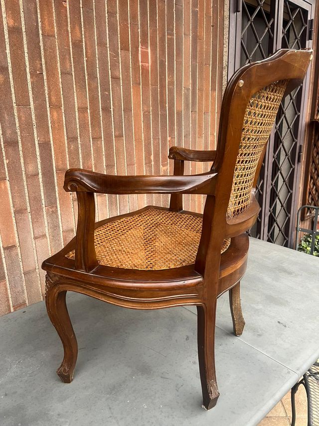 Coppia poltroncine legno e paglia di Vienna