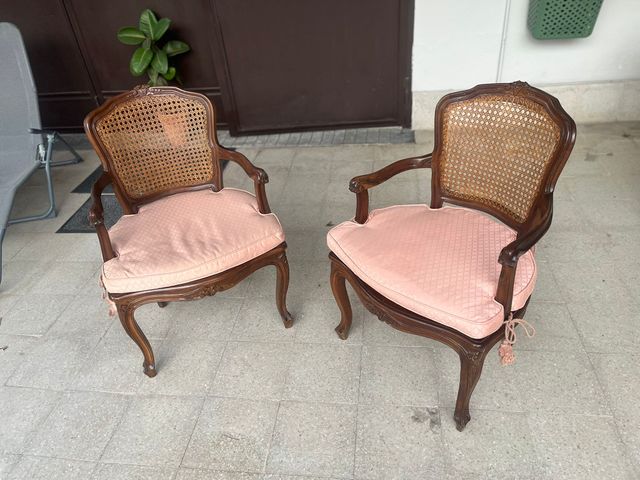 Coppia poltroncine legno e paglia di Vienna