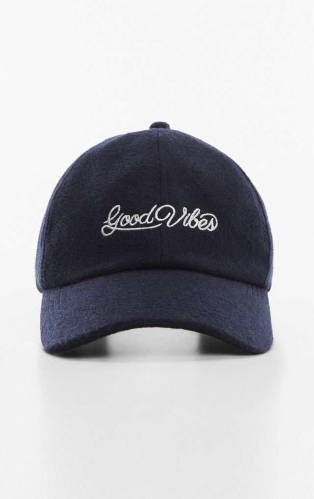 Cappellino lana Good Vibes blu