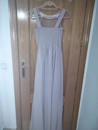 Vestido de fiesta largo rosa y plateado