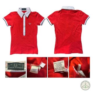 TUD1.21 Polo Fred Perry rossa con colletto a righe