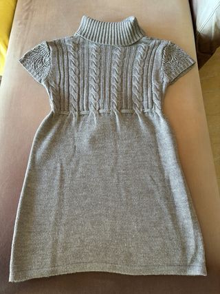 Vestido de punto gris con cuello alto talla M
