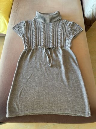 Vestido de punto gris con cuello alto talla M