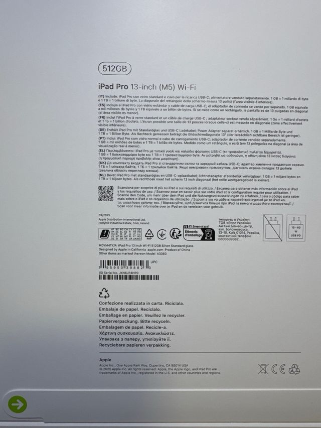 iPad Pro 13” M5 512GB Nuevo PRECINTADO 2025