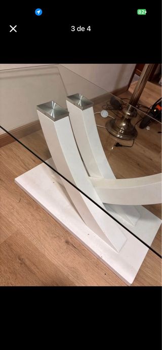 Mesa de centro cristal y metal