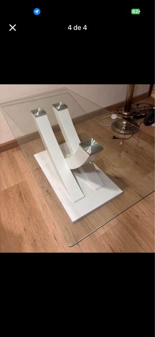 Mesa de centro cristal y metal