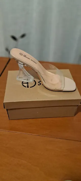 Zapato tacón cristal Amor Amor beige talla 38