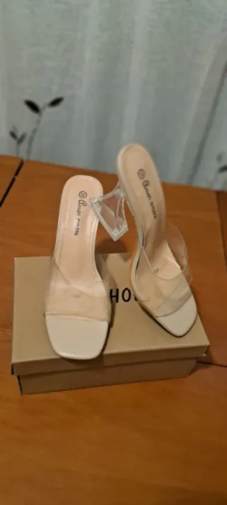 Zapato tacón cristal Amor Amor beige talla 38