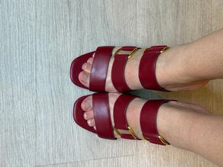 Sandalias tacón Uterqüe burdeos