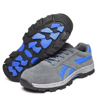 Botas de seguridad grises y azules