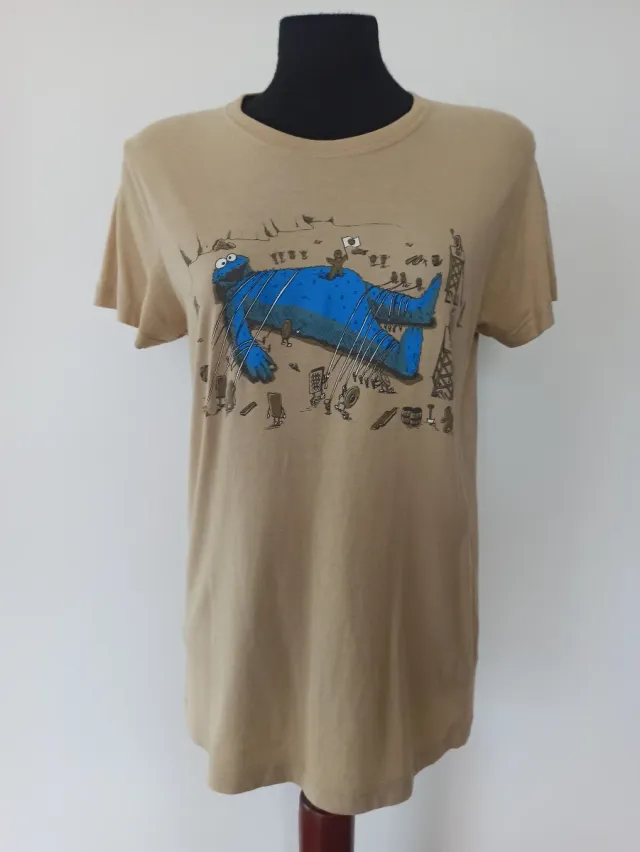 Camiseta Cookie Monster azul beige
