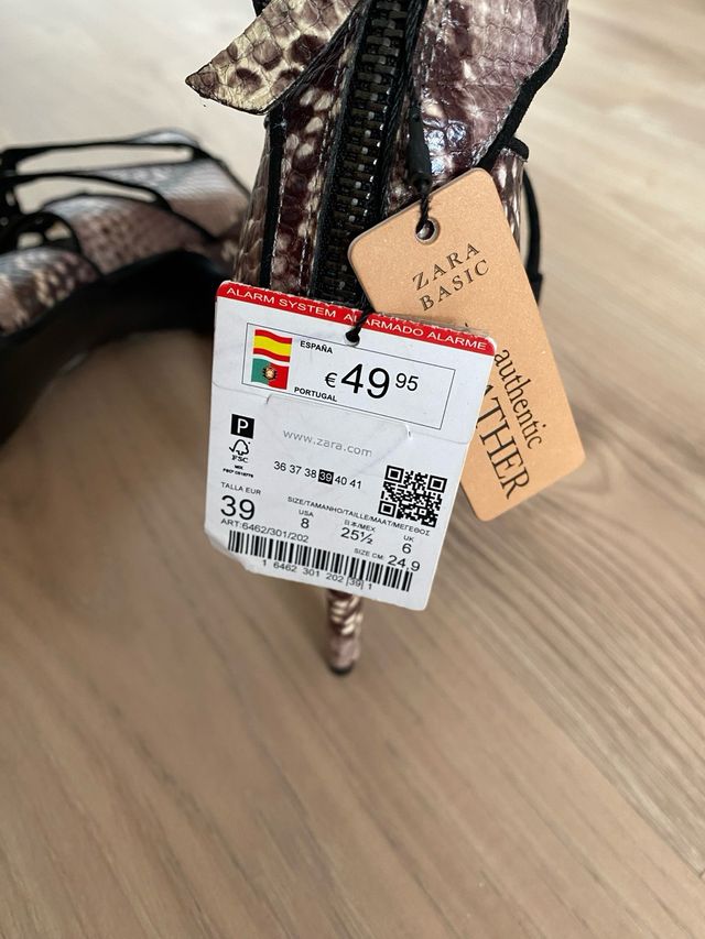 Sandalias Zara Piel Serpiente tacon T-39 Zaira