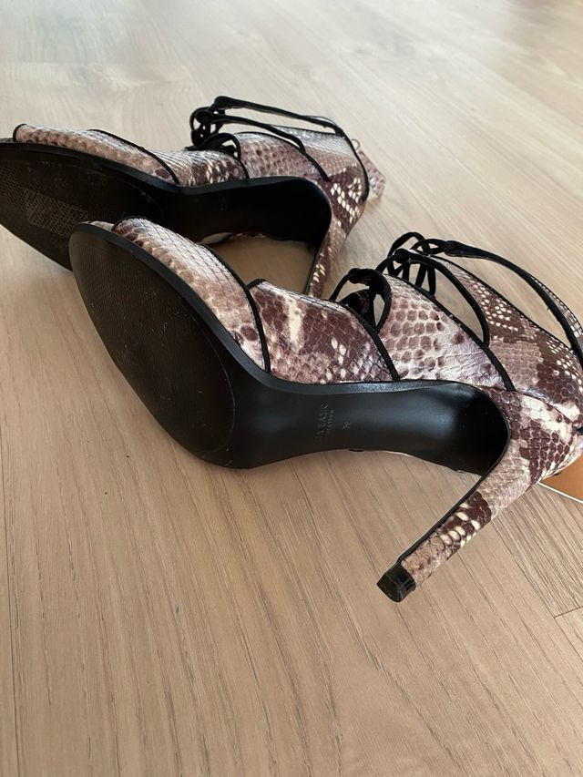 Sandalias Zara Piel Serpiente tacon T-39 Zaira