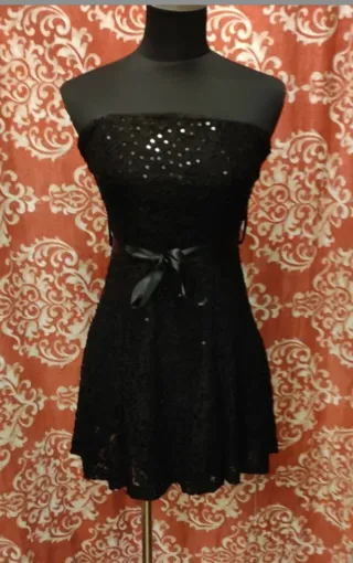 Vestido fiesta lentejuelas negro T36 Andiamo
