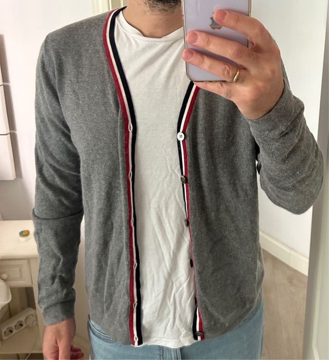 Cárdigan Scalpers Gris Rayas Tricolor