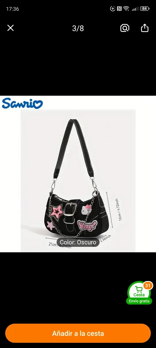 Borsa nera Hello Kitty con catena