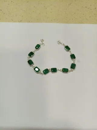PULSERA PLATA MINERALES ESMERALDA