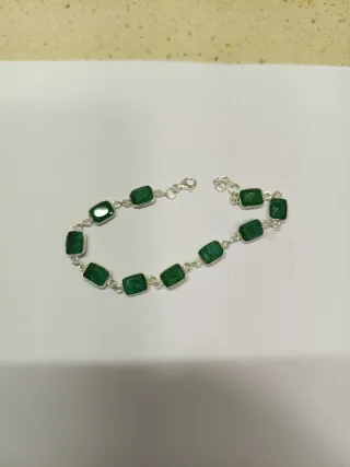 PULSERA PLATA MINERALES ESMERALDA