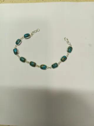 PULSERA DE PLATA TURQUESA COBRE MINERALES