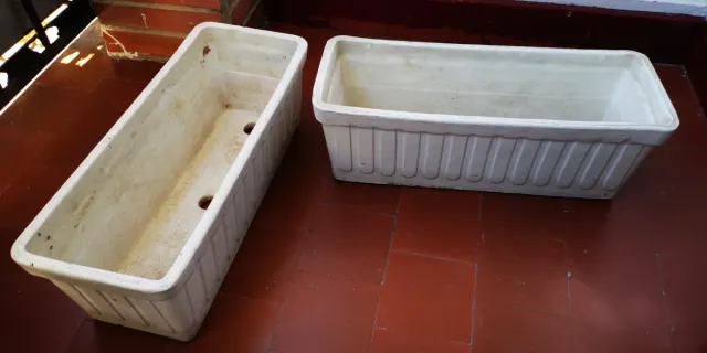 3 Macetas Rectangulares Blancas de ceramica