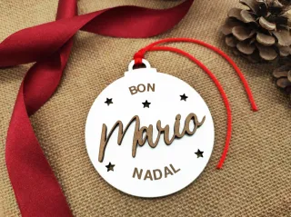 Bola Navidad Madera Estrellas Personalizada
