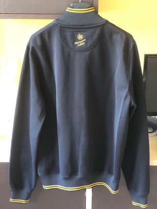 Giacca uomo blu con zip e logo