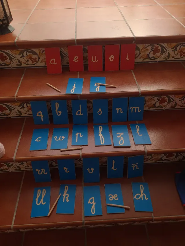 Alfabeto in legno con matita e regalo, antico