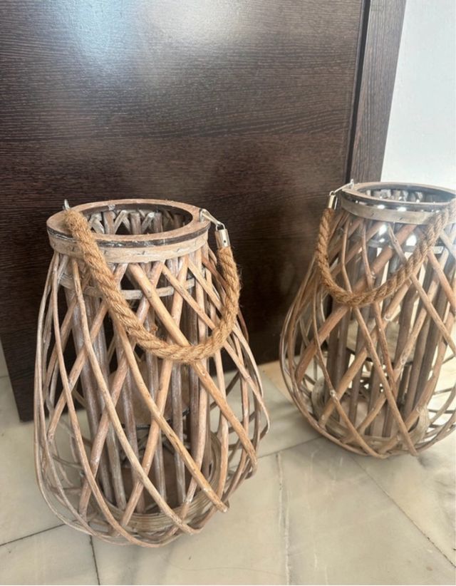 Lanterne in vimini con corda (2 unità)