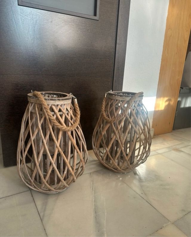 Lanterne in vimini con corda (2 unità)