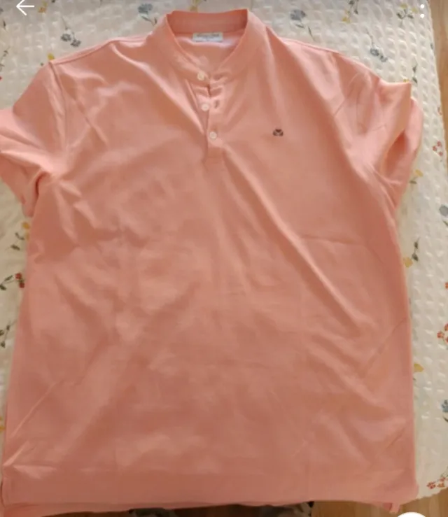 Polo caballero cuello mao naranja pastel