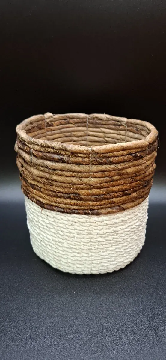 Cubremaceta Cuerda Banana Marrón y Blanco