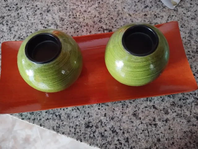 2 Portavelas Decorativos Verdes