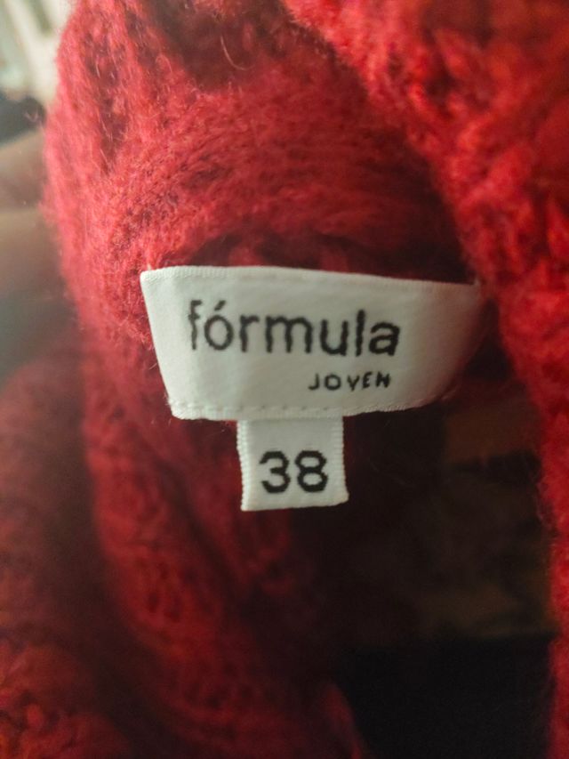 Suéter de punto cuello alto rojo Talla S