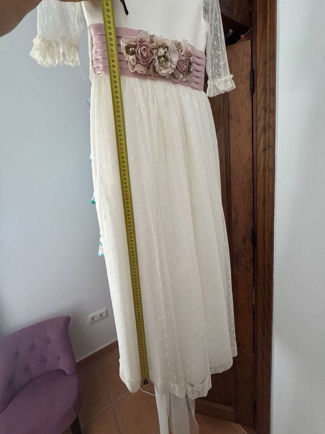 Vestido de Comunión Blanco y Rosa