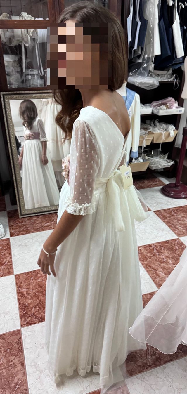 Vestido de Comunión Blanco y Rosa
