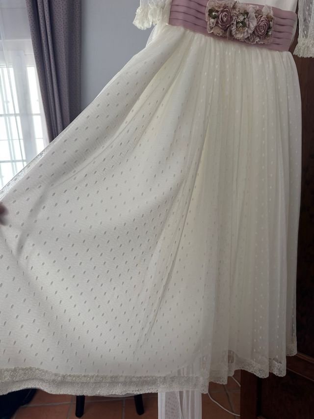 Vestido de Comunión Blanco y Rosa