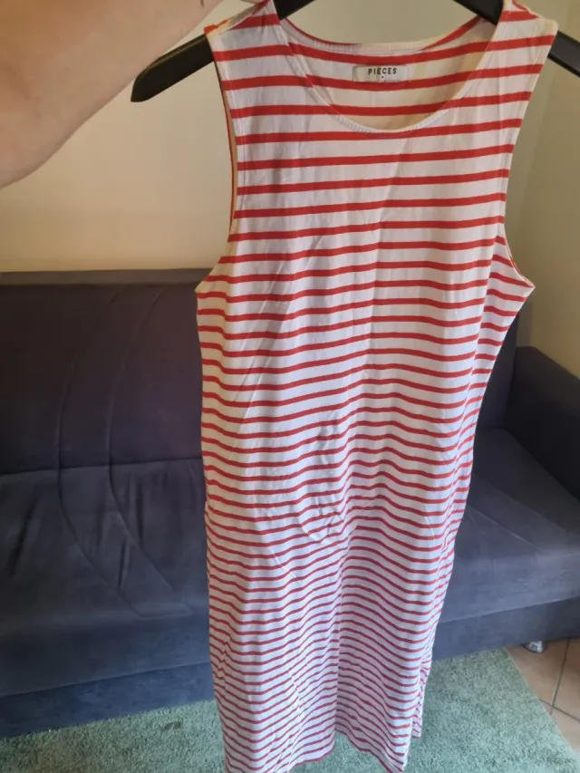Vestito Pieces righe rosse e bianche