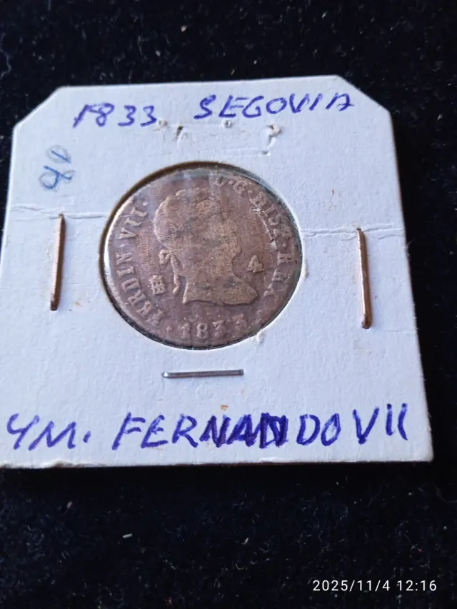 4 maravedís 1833 Fernando VII Segovia