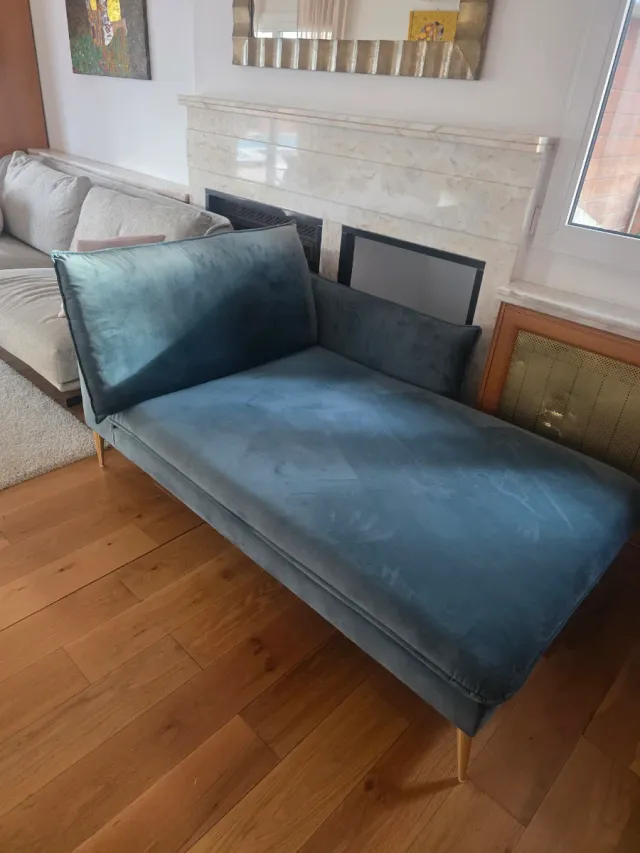 Chaise longue de terciopelo azul -verde 140x90