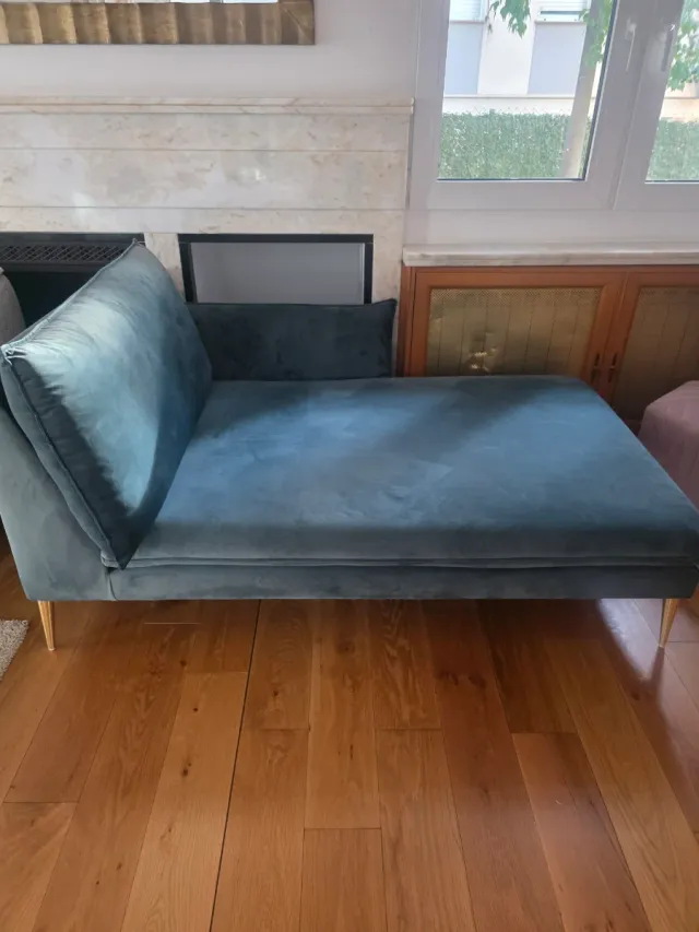 Chaise longue de terciopelo azul -verde 140x90