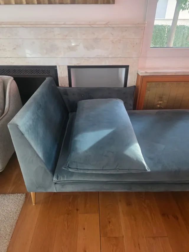 Chaise longue de terciopelo azul -verde 140x90