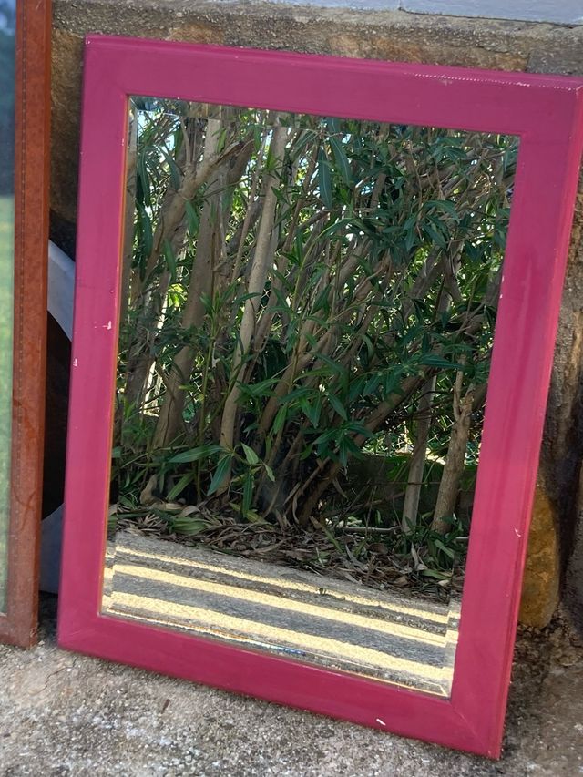 Espejo grande marco madera rosa