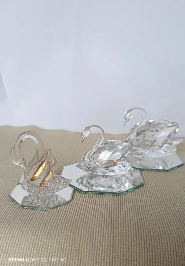 Set 3 Cisnes Cristal Swarovski y Otros