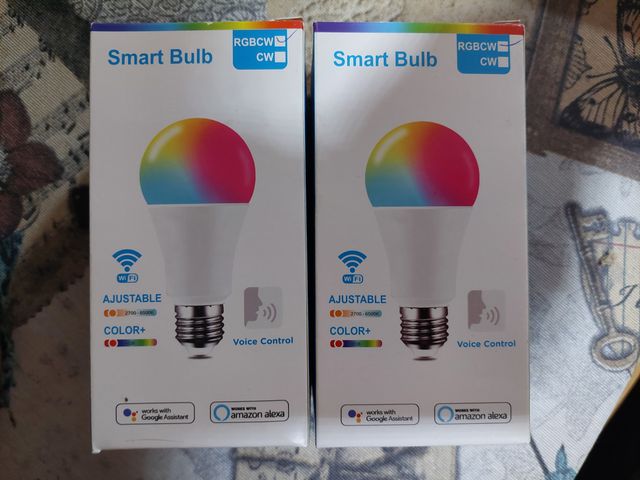 2 Bombillas Wifi RGBCW E27 Nuevas
