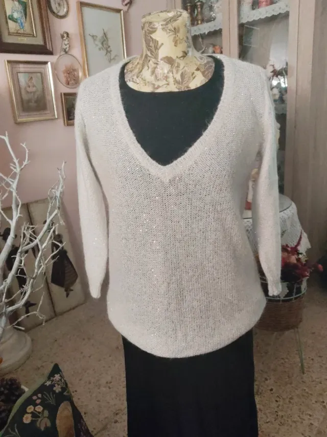 Jersey gris Brillante mujer 